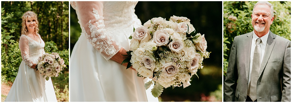 flowery branch wedding photographer takes pictures of the Bride and Groom at Juliette Chapel, a wedding venue in Dahlonega, Ga, hidden wooded wedding venue 