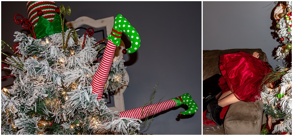 brother and sister decorating the family tree in flowery branch 