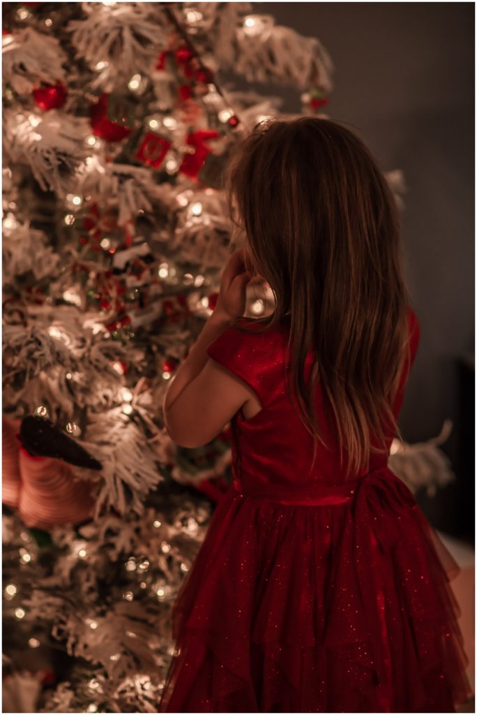 brother and sister decorating the family tree in flowery branch 