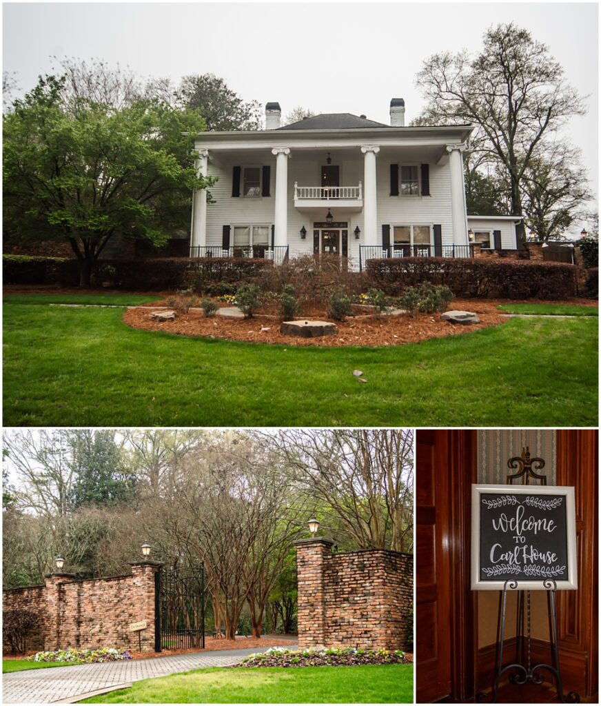 flowery branch photographer photograph bride and groom at a vow renewal at the carl house in auburn georgia 