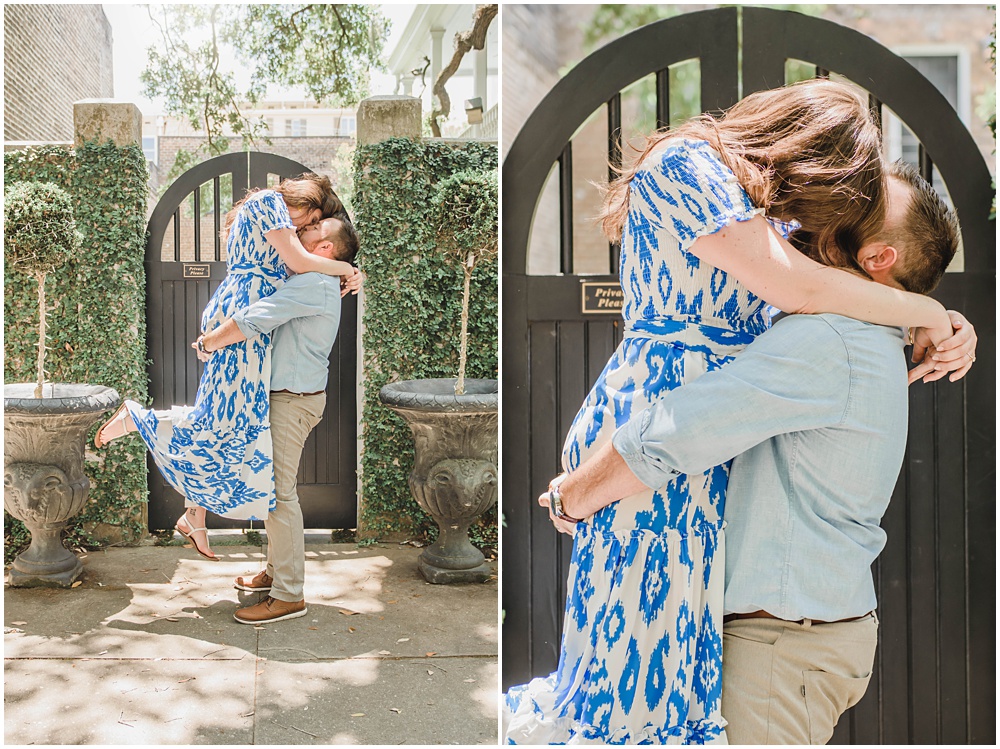 Atlanta wedding photographer photographs engagement session in downtown Savannah Georgia