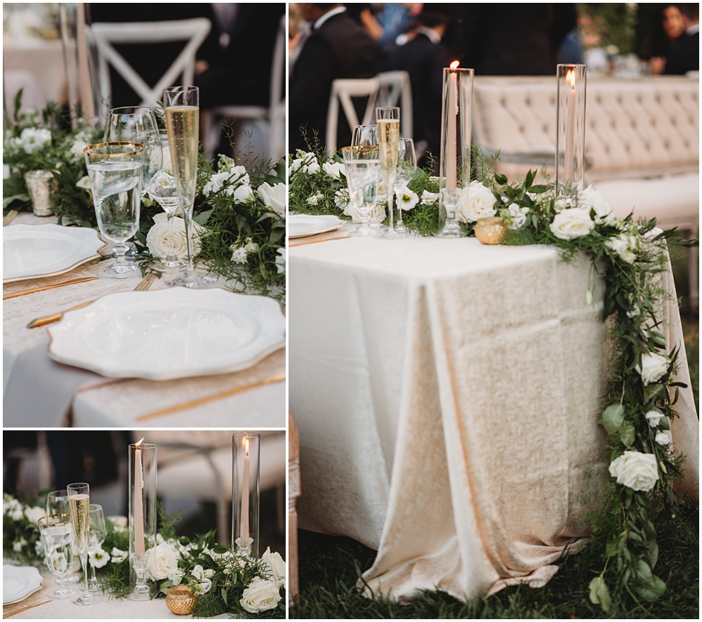  wedding at Half Mile Farm Venue in highlands, North Carolina. Reception Details. Bride and Groom table.  Photo by Paul Ashton Photography