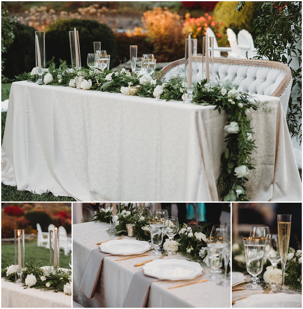  wedding at Half Mile Farm Venue in highlands, North Carolina. Reception Details. Bride and Groom table.  Photo by Paul Ashton Photography