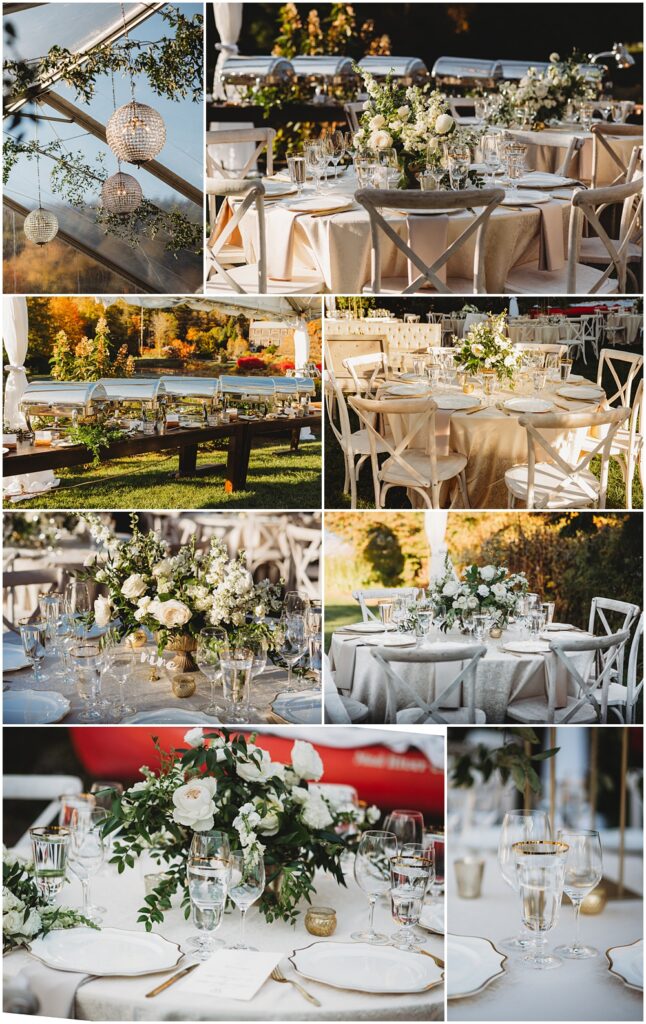  wedding at Half Mile Farm Venue in highlands, North Carolina. Reception Details. Photo by Paul Ashton Photography