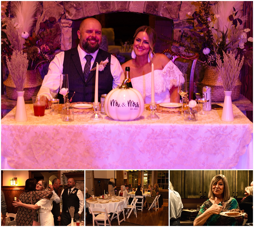 the guests eating dinner during the wedding reception at sterling on the lake in flowery branch ga 