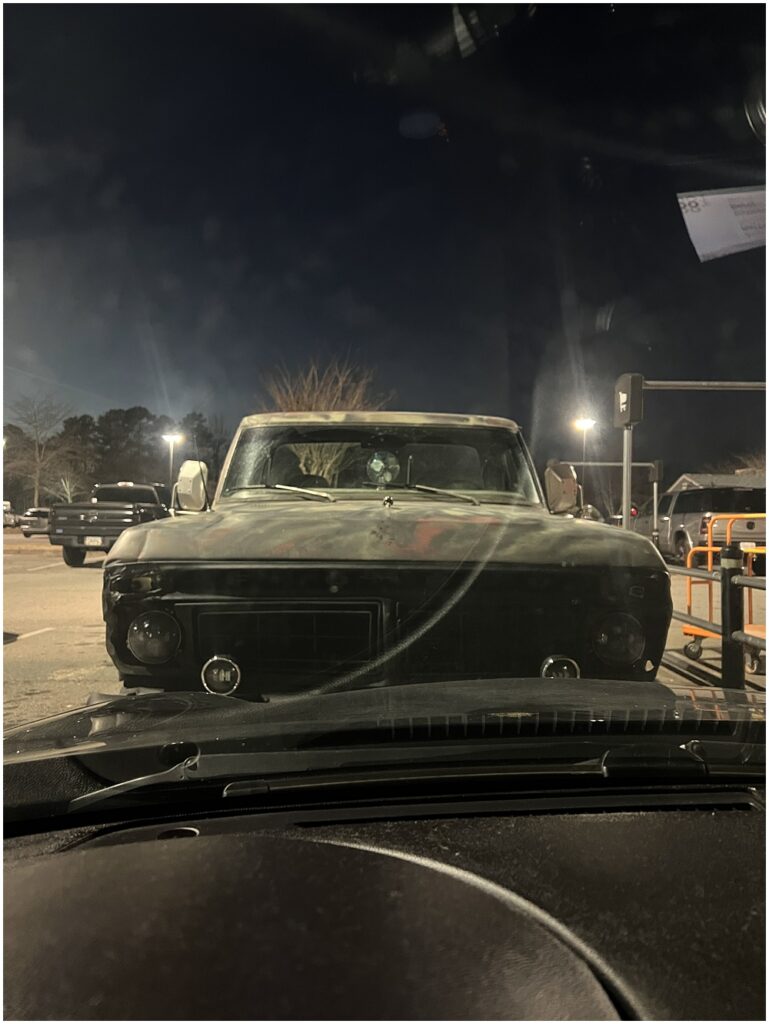 scary, creepy truck in the parking lot