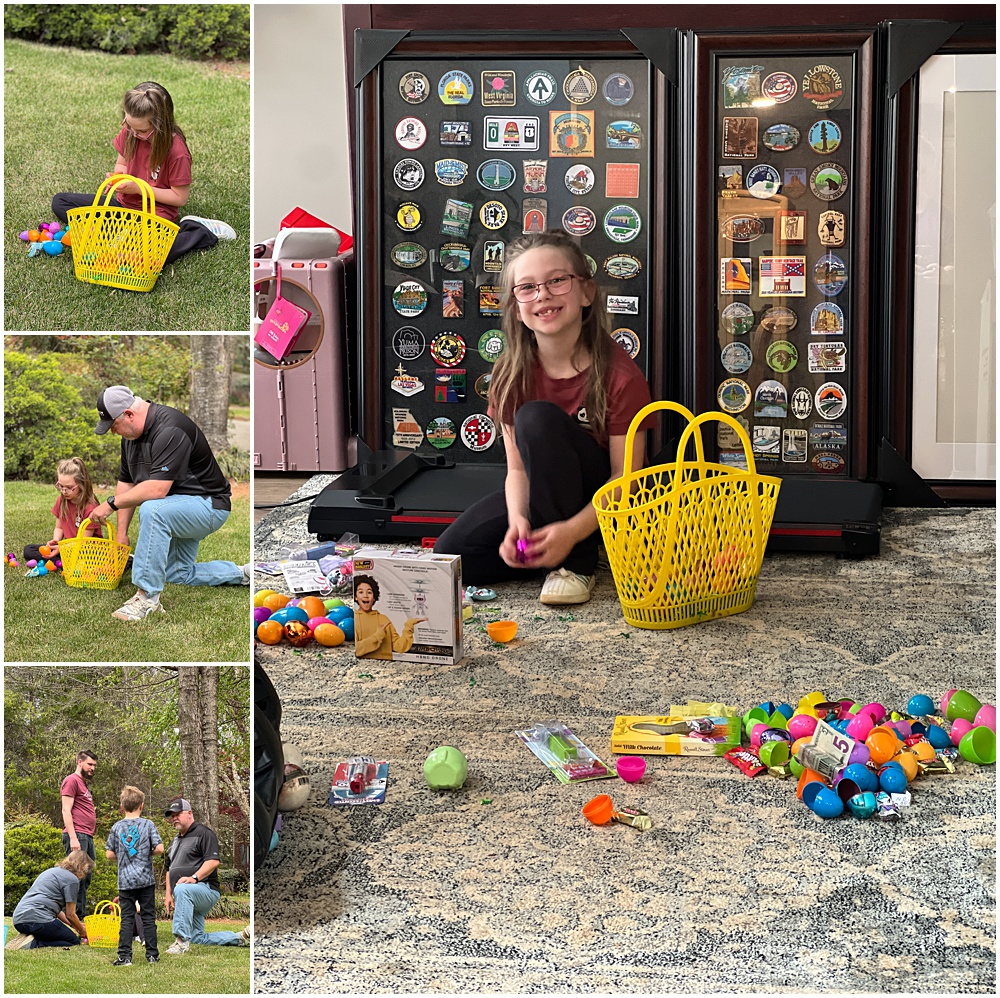 the kids out finding Easter eggs 