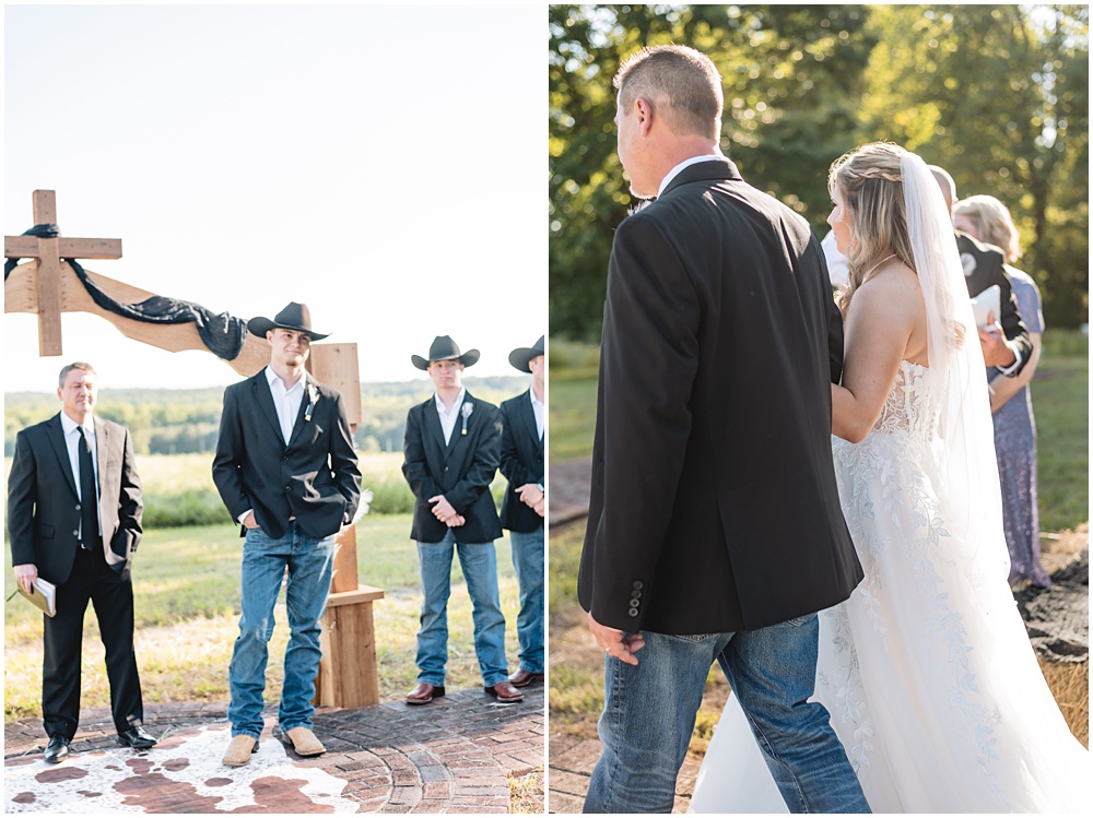 North Georgia photographer photographs the Bride walking down the aisle with her dad and captures the Groom's first look at his Bride